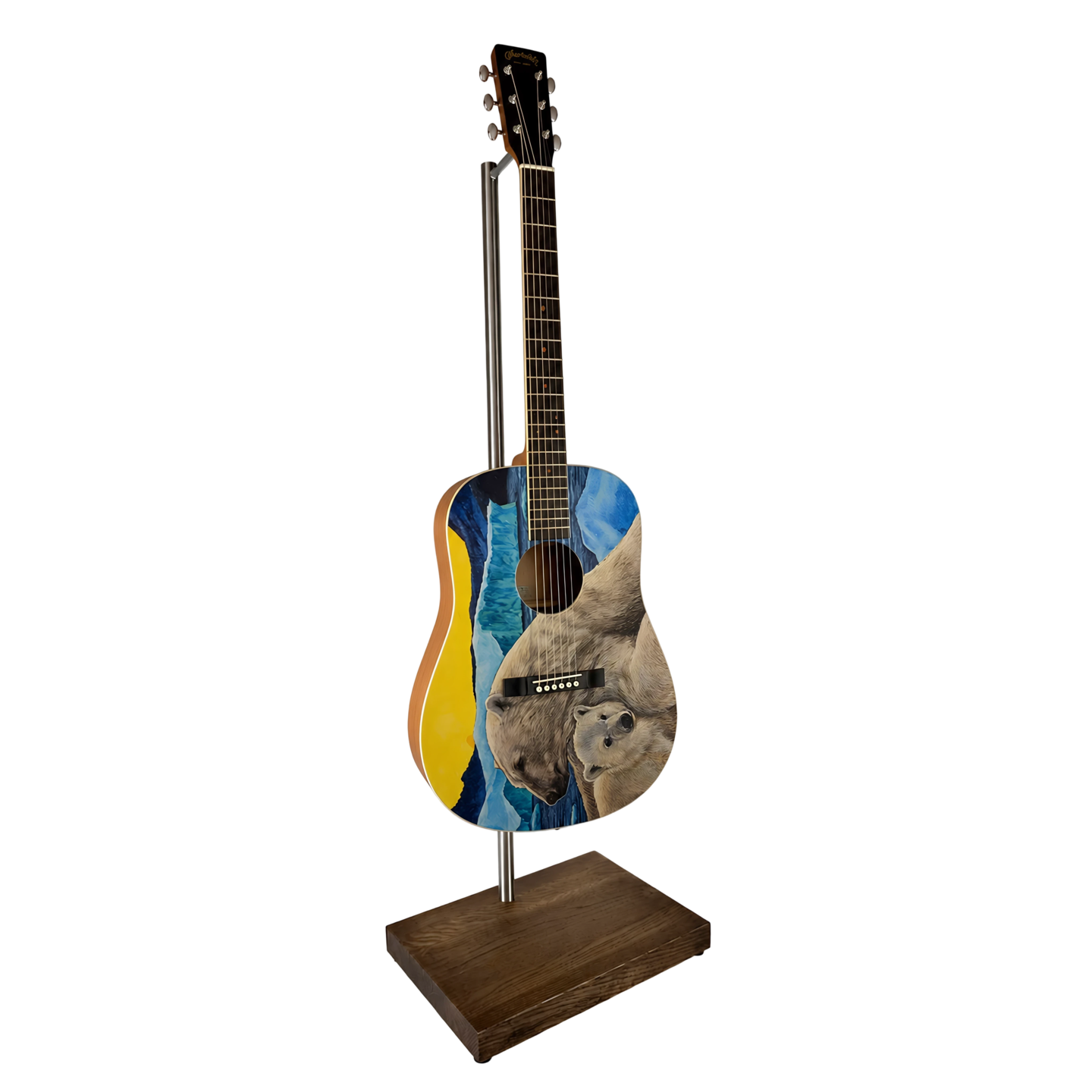 Oak stand for an acoustic guitar with a minimalist design