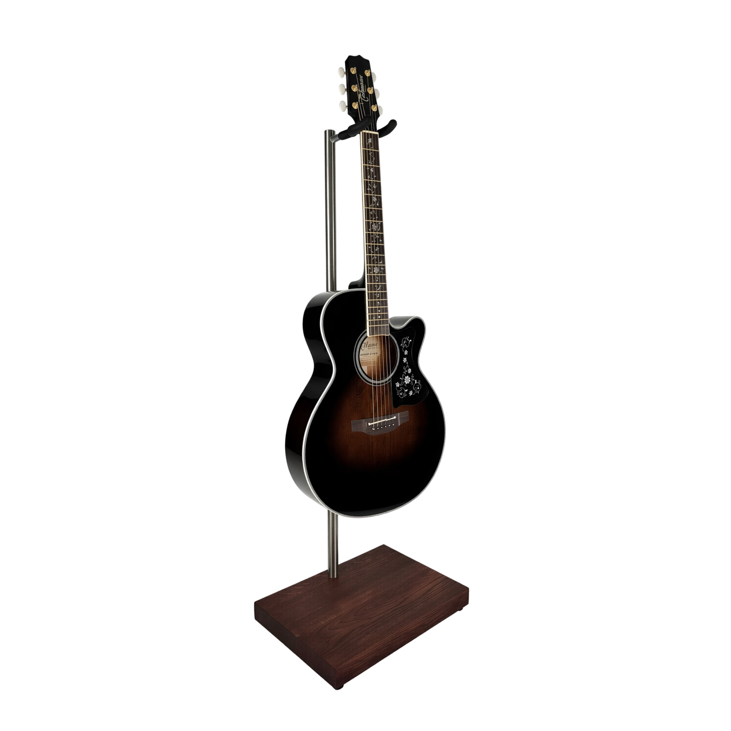 Oak floor stand for a classical guitar
