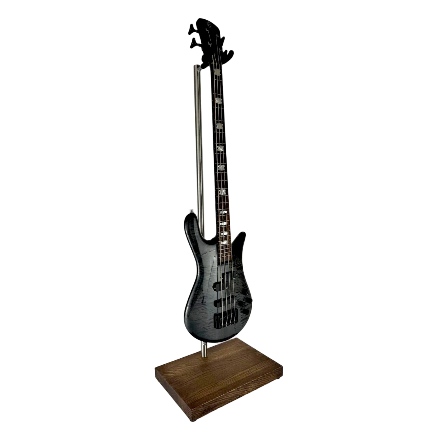 Minimalist wooden stand for a bass guitar