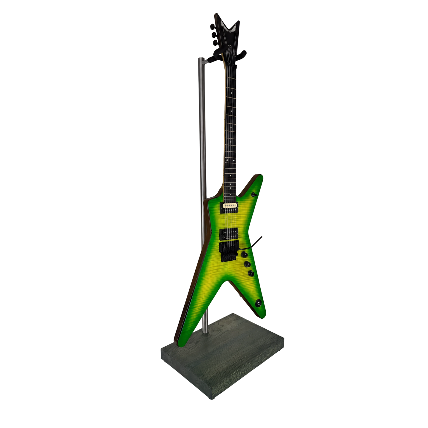 Wooden floor stand for an electric guitar